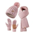 thumbnail image 1 of Winter Knitted Wool Scarf Hat Gloves Set Warm Soft Velvet Lined Accessories for Cold Weather, 1 of 3