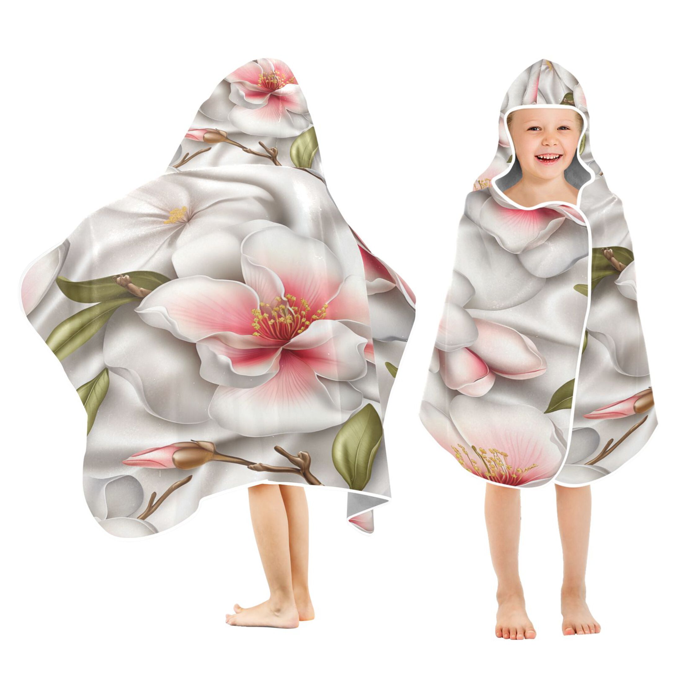 Botanical Garden Design 50x23.5" Baby Hooded Bath Towel Poncho, Quick-Dry and Triangle Pocket, Kids' Essential