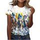 thumbnail image 1 of Tops de Cuello Redondo para las Mujeres, Nuevo Suéter de Manga Corta, Caballo Casual Impreso Top Camiseta, 1 of 5