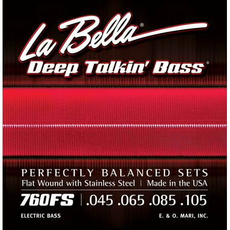 LaBella 760FS Stainless Steel Bass Guitar Strings, Medium, Flat Wound with Stainless Steel By La Bella from