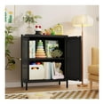 thumbnail image 4 of 2 Metal Door Accent Storage Cabinet for Bedroom, Living Room,Bedside, Office Room,Kitchen-Small Metal Locker Cabinet with 1 Adjustable Shelves-2-Tier (Stripe Door, Black), 4 of 5