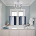 thumbnail image 3 of 2 Panels Kitchen Tier Curtains 39 Inch Length, Navy Blue Grey Striped Grommets Window Treatment Curtain, Modern Minimalist Ombre Lines Thermal Curtains Drapes for Living Room/Bathroom, 3 of 9
