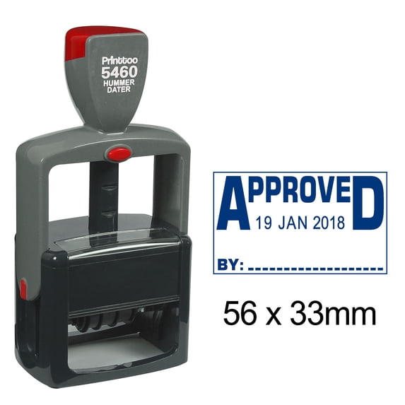 Printtoo Heavy Duty Dater Stamp With Approved By Text Self Inking Document Date Rubber Stamp-Blue