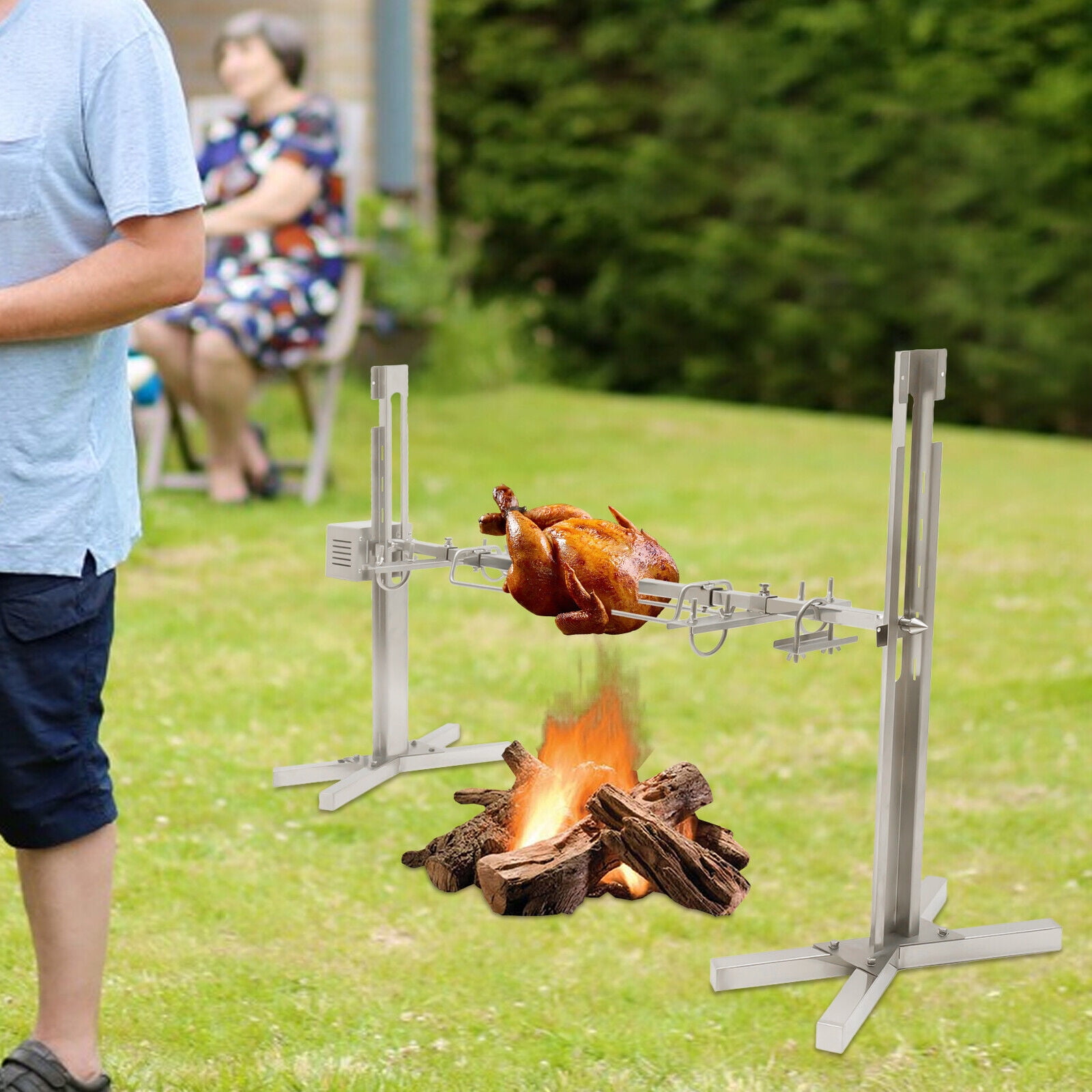 DENSET 53''  Large Electric BBQ Spit Roaster Rotisserie Chicken Pig Lamb Roast For Camping Picnic 15W