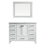 Gela 48" Single Vanity in White with Carrara White Marble Countertop with Mirror