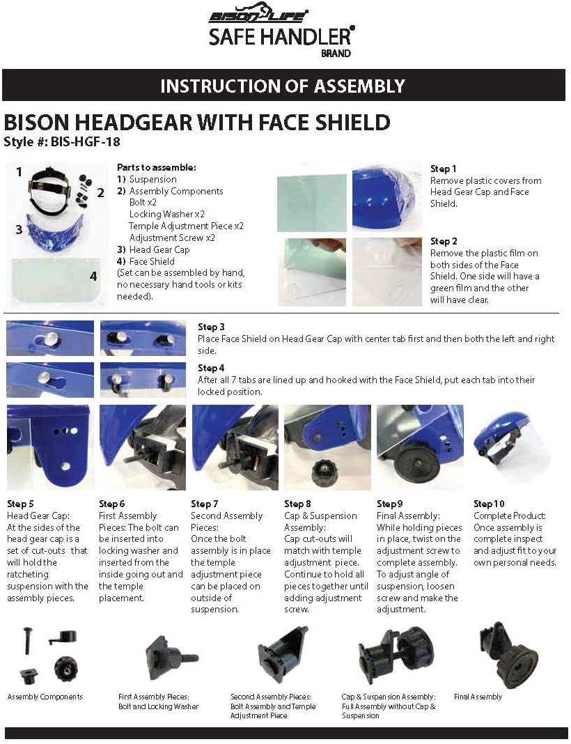 Bison Life Head Gear and Face Shield (Case of 16)