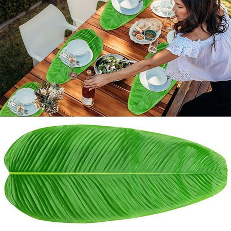 

6Pcs Artificial Banana Leaves Faux Tropical Leaves for Hawaiian Luau Party Jungle Beach Island Adventure Theme Party Wedding Kitchen Decor Table Runner Centerpiece Place Mat S