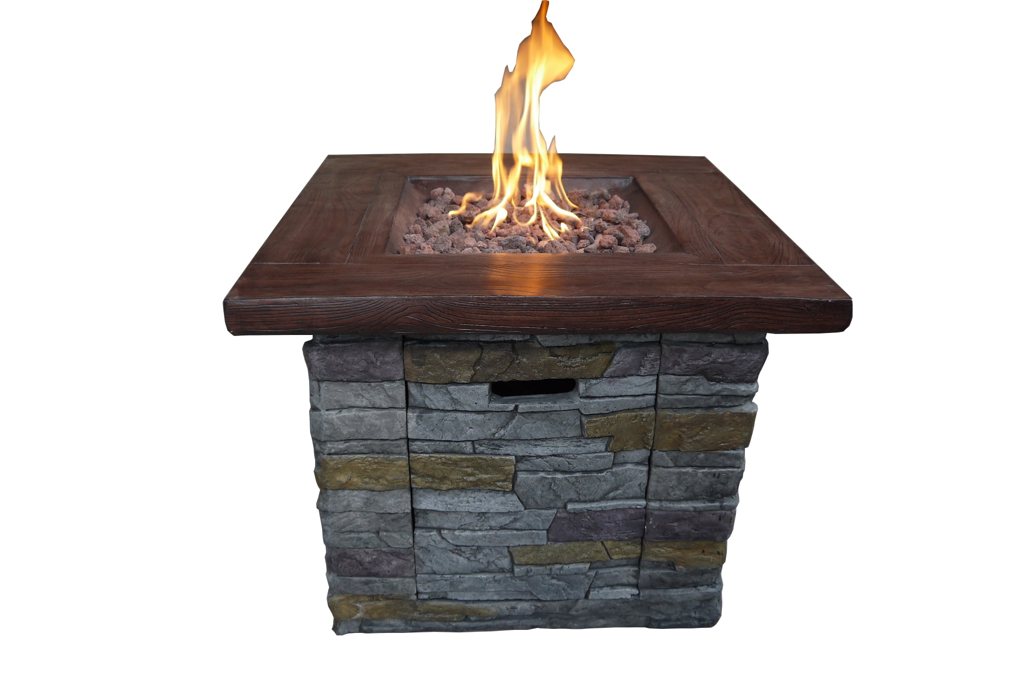 Gray and Brown Brick Look Gas Fire Pit