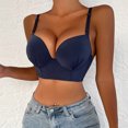 thumbnail image 2 of Sujetador con aros para mujer, encantador, con correas ajustables para los hombros, sujetador push-up para niñas, azul 36B, 2 of 7