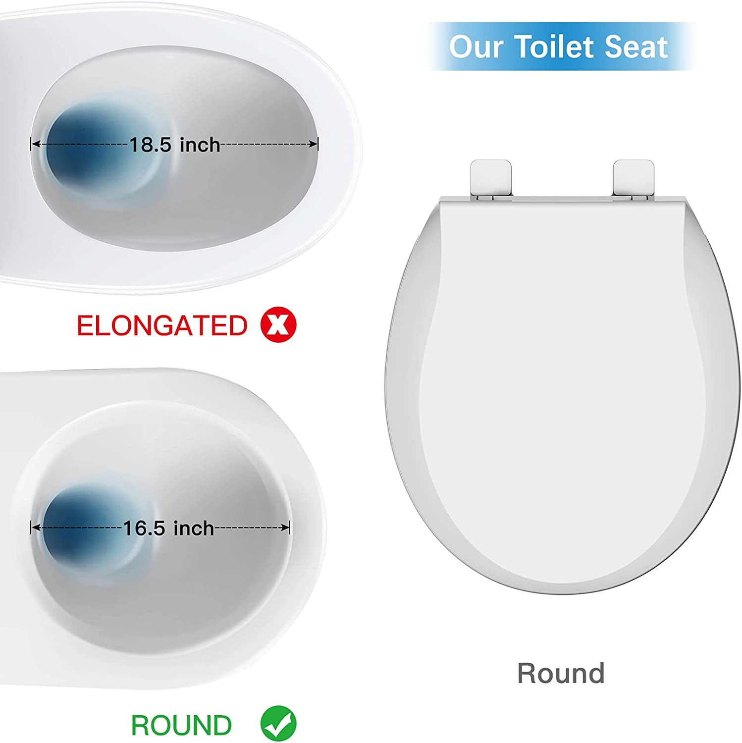 Durable Round Toilet Seat with Soft Close, Easy Install, Fits Most Round Toilets, White, Quiet Closure, Stain & Scratch Resistant (17", Biscuit)