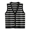 thumbnail image 6 of Women Tank Tops Striped Sleeveless Button Up Cardigan Sweater Vests Knitted Fabric Casual Work Daily Wear, 6 of 6