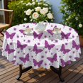 thumbnail image 4 of Butterfly and Floral Purple Pattern Round Tablecloth 70"x70", Wrinkle Resistant Wipeable Table Cover for Kitchen Dining Room Picnic Patio and Party, 4 of 6