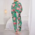 thumbnail image 3 of Pajama Sets for Women 2 Pcs, Tropical Flamingo A Button Down Long Sleeve Sleepwear Lounge PJ Sets, 3 of 6