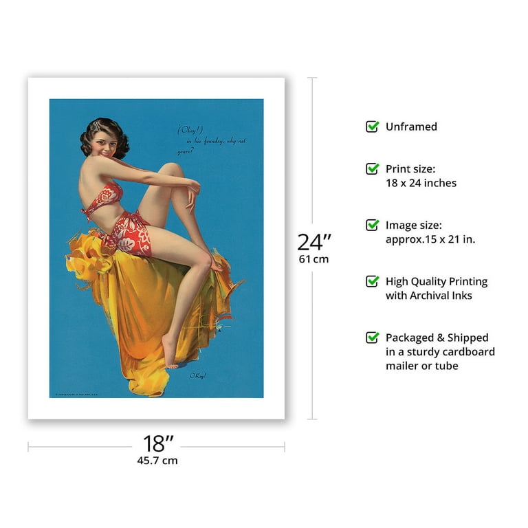 O Kay! - Hawaiian Pin Up Glamour Girl - Vintage Pin Up Girl Print