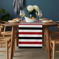 thumbnail image 2 of Red Black Stripe Table Runner - 72 Inch Long, Kitchen Dining Table Runner Dresser Scarves, Farmhouse Watercolor Modern Geometric Farmhouse Decor for Coffee Tables Wedding Party Banquet, 2 of 8