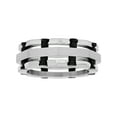 thumbnail image 3 of Men’s Stainless Steel Silver-Tone & Black Rivet Accent Layered Band, 3 of 5