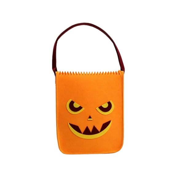 Lightweight Kids Pumpkin Halloween Tote, Small Handheld Candy Bag Party Matching Accessory