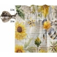 thumbnail image 5 of Summer Bee Daisy Kitchen Curtains and Valances Set, Rod Pocket Curtains Tier Farmhouse Window Curtains 24 Inch Length, Farmhouse Floral Rustic Brown Wooden 3 Piece Kitchen Curtains Set, 5 of 6