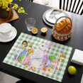 thumbnail image 3 of Easter Placemats Set of 6, Spring Watercolor Bunny Eggs Butterflies Green Plaid Placemats for Dining Table, Place Mats for Kitchen Tabletop, Waterproof Wipeable Dining Table Mats Set, 3 of 9
