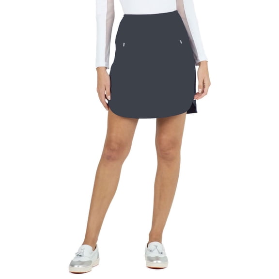 IBKUL Adult Female Solid 17.5in Straight Skort, Color: Charcoal, Size: S (28000-CHARCOAL-S)