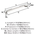 thumbnail image 6 of Amerock Bellamy 10-1/16 inch (256mm) Center-to-Center Satin Nickel Cabinet Pull, 6 of 7