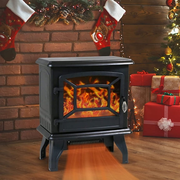 YRLLENSDAN Electric Fireplace Heater Freestanding, Brightness Adjustable 1500 W Electric Stove Heater Small Size Electric Fireplace Heaters for Inside Home, 3D Flame Effect No Noise