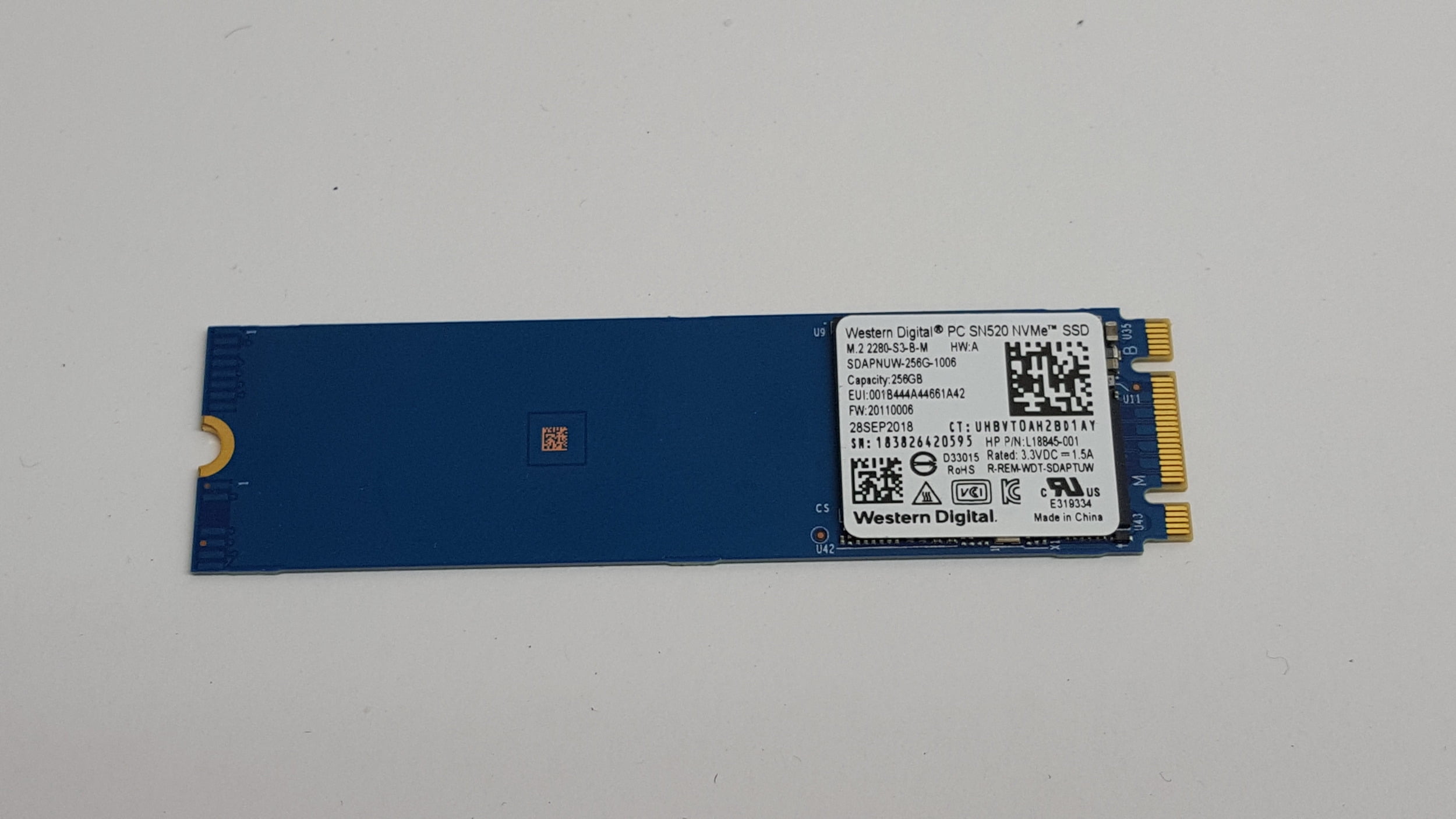 Pre-Owned Western Digital SN520 SDAPNUW-256G 256 GB NVMe 80mm Solid State Drive (Good)
