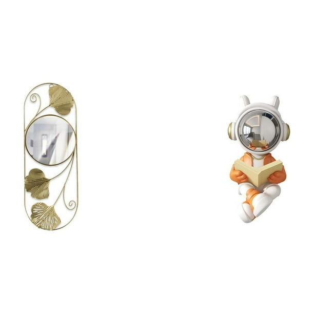 Espejo de pared,Espejo decorativo nórdico para colgar en la pared,Estatua de astronauta,Estatua de astronauta,figura espacial,adorno,Figura decorativa de resina para escritorio,escultura