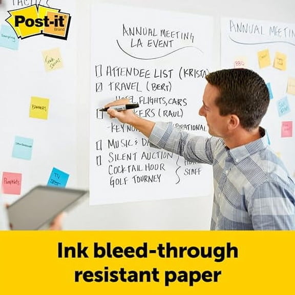 Post-it Easel Pad, 20 in x 23 in, White, 20 Sheets/Pad, 2 Pads/Pk, Mounts to surfaces with Command Strips included (566)
