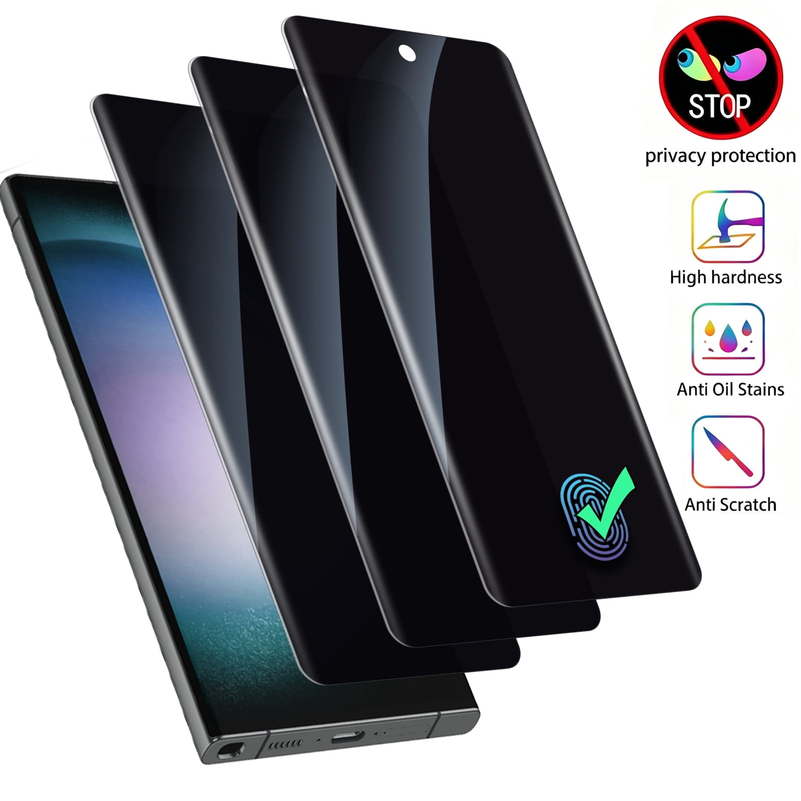ZYQEEE Privacy Tempered Glass Screen Protector for Samsung Galaxy S22 Ultra 5G, Easy Installation, Bubble Free, Scratch-Resistant, Anti-Spy Protective Film Compatible with Samsung S22 Ultra,3Pcs