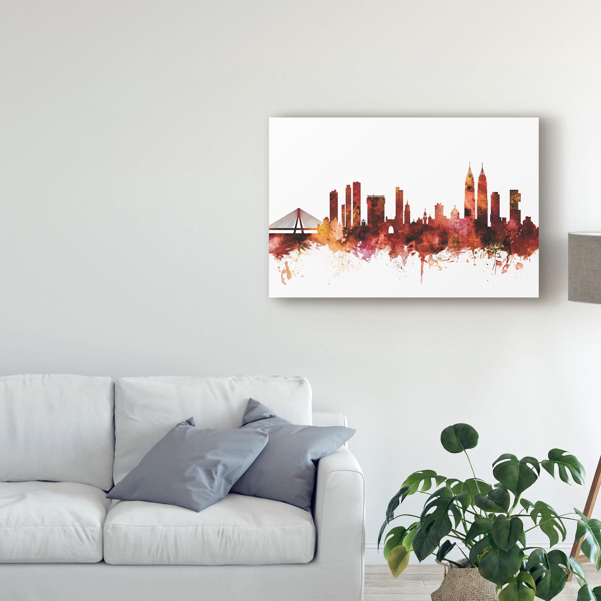 Trademark Fine Art 'Mumbai Skyline India Bombay Red' Canvas Art by Michael Tompsett