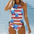 thumbnail image 2 of Linfrsh Bathing Suits Bikini Sets for Women Swimsuits Independence Day 4th of July American Flag Print Bra Bathing Swimwear Bathing Suit Blue,XL, 2 of 4