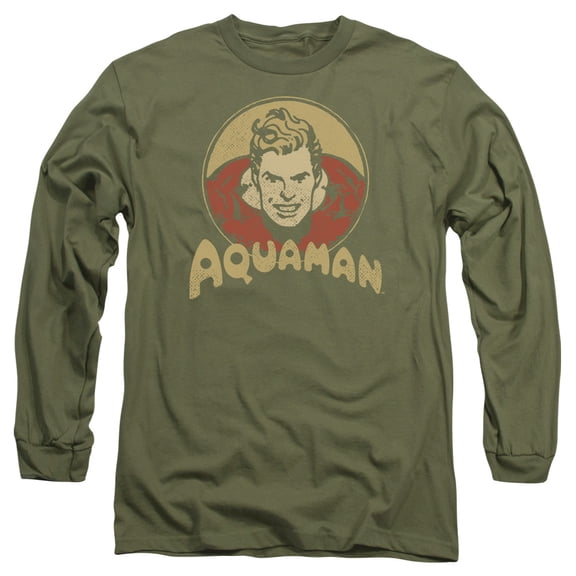 DC Comics Aqua Circle-Long Sleeve Adult 18/1-Military Green