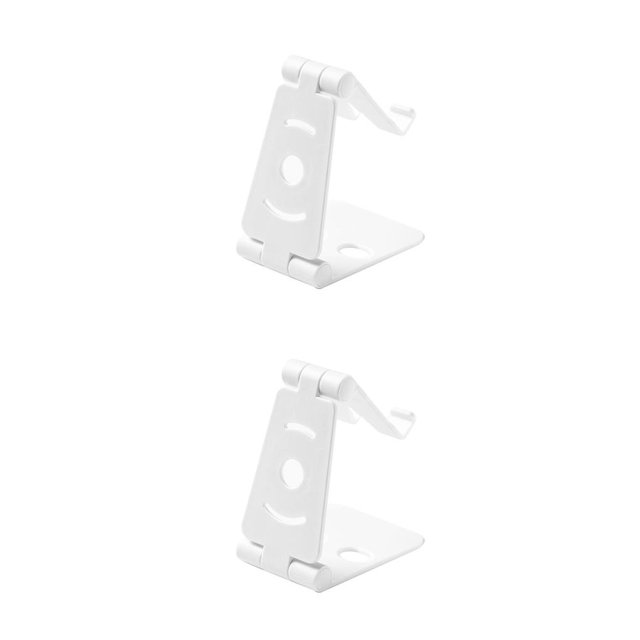 Seitruly Soporte de teléfono plegable con ajuste multiángulo, soporte de plástico plegable General para teléfono móvil de escritorio, soporte blanco 2piezas