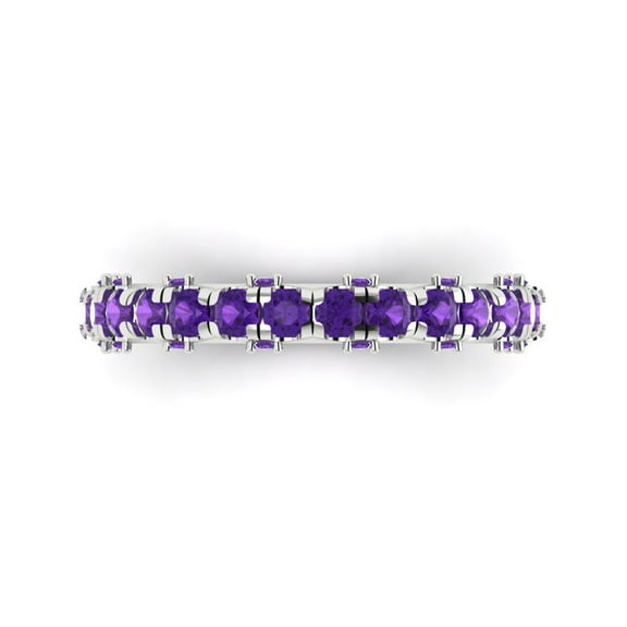 3.13 ctw Wedding Band for Women - 18K White Gold Natural Amethyst Stackable Eternity Ring