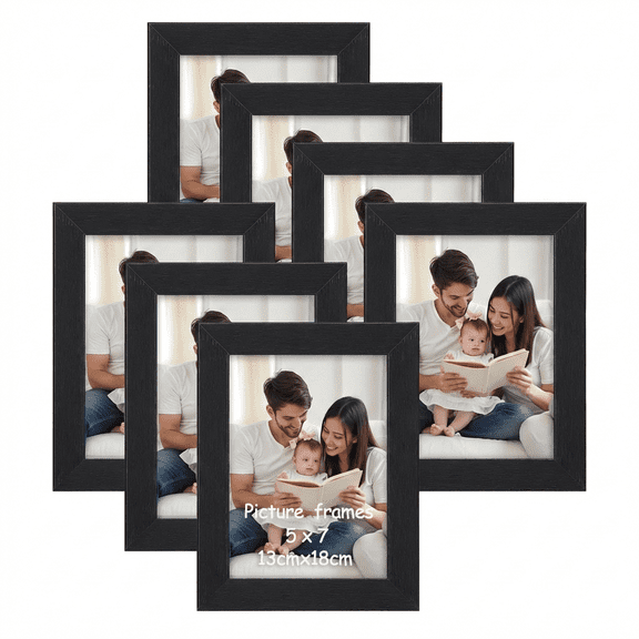 7 Pack 5x7 Picture Frame,5 by 7 Gallery Photo Frames for Wall and Tabletop Display, Black