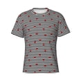 thumbnail image 3 of Naloa Ladybugs on Black and White Striped Men's T-Shirt Sport T-shirt Men's Basic Tee Casual Men's Shirt, Round Neck, Short Sleeves - 3X-Large, 3 of 5