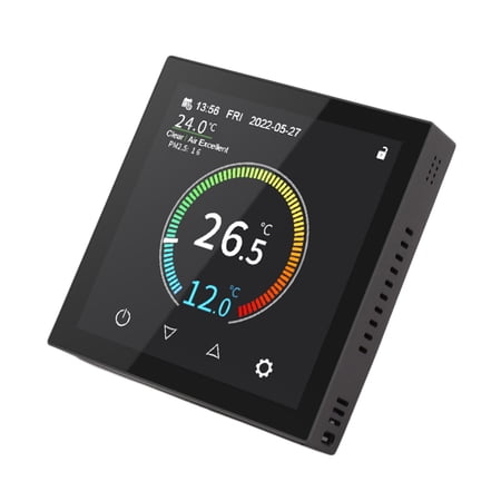 Rupoun Intelligent Smart WiFi Thermostat for Electric Underfloor Heating System 90-240V Wall Mounted Digital Temperature Controller with TFT IPS Screen Home Office (3.94 inches / 10 cm Black)