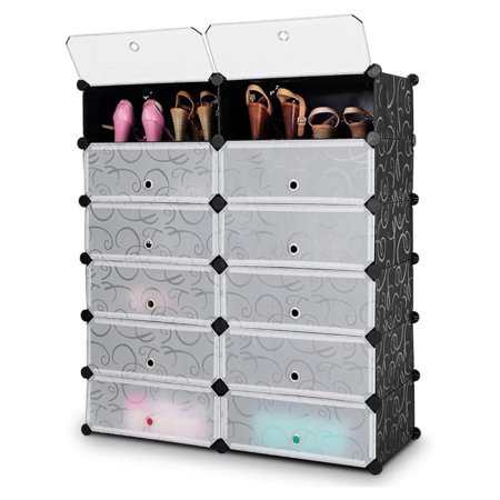 6-Tier Shoe Rack Organizer 24 Pair Shoe Storage Cabinet - Free Standing Stackable Modular Shoe Rack for Entryway Closet Black