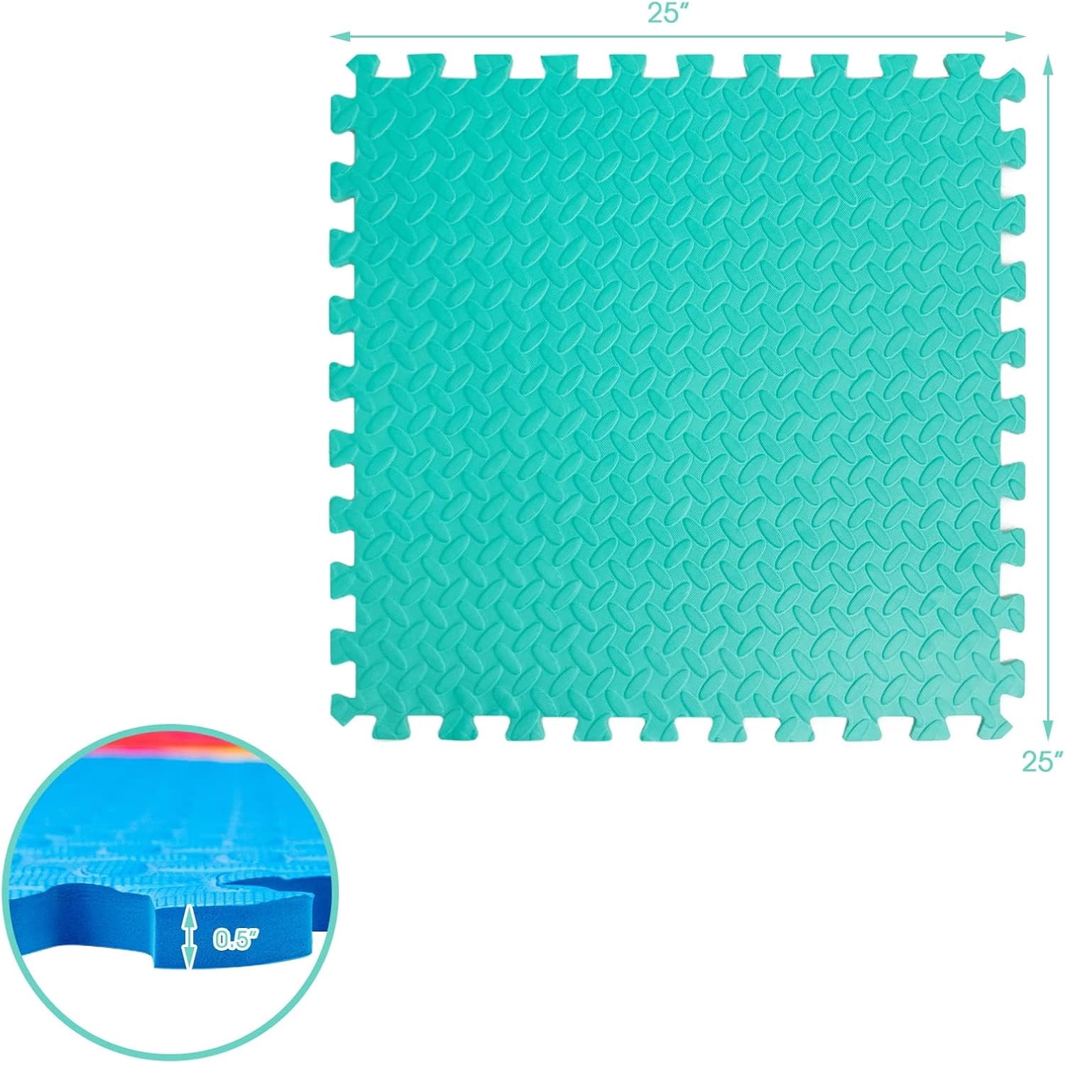 12 Tiles Exercise Flooring Mats with Border, Non-Slip EVA Foam Protective Mats, Elastic Puzzle Play Mats, 1/2" Interlocking Floor Mats for Home Gym, Fitness Room, Workshop Equipment