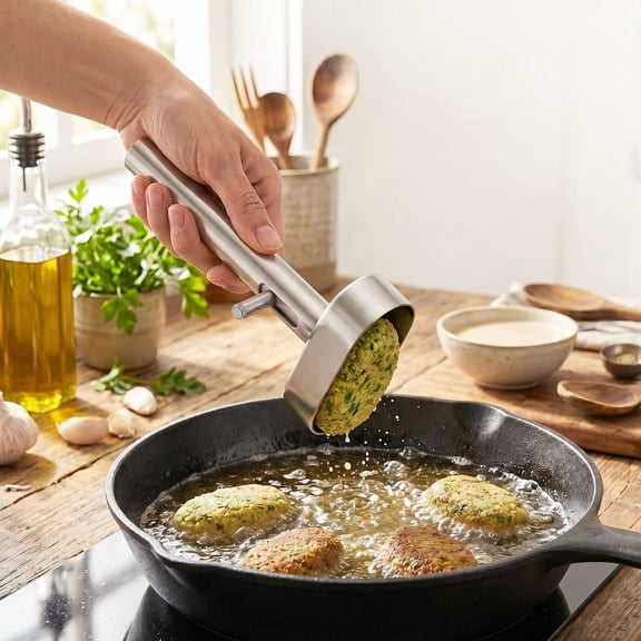 Falafel Scoop Maker Stainless Steel Meatball Press Mold EASY CLEAN for Kitchen