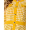 thumbnail image 5 of DARING DIVA Women's Houndstooth Round Neck A Line Plaid Dresses L Yellow, 5 of 6
