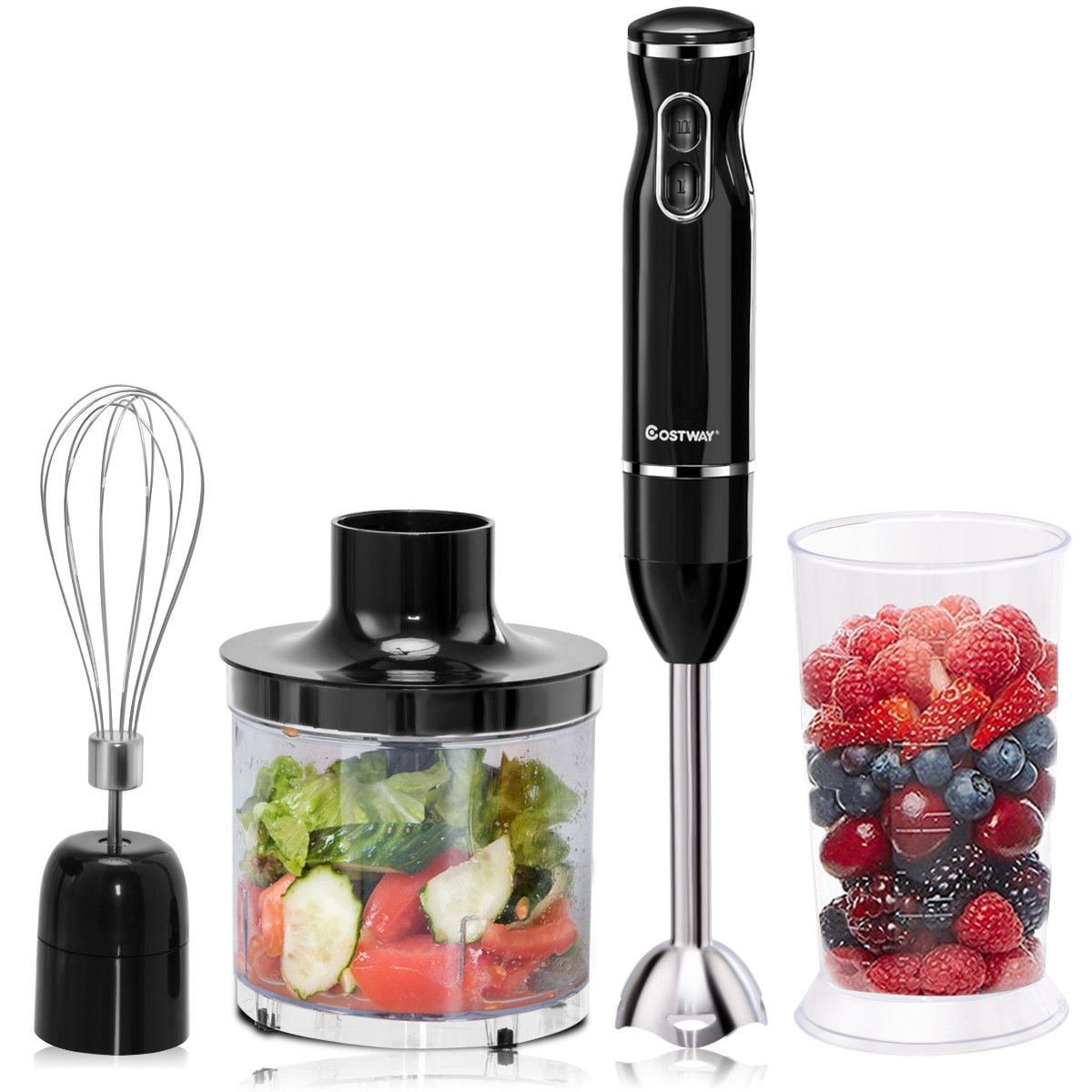 4in1 Immersion Hand Blender Set 2 Speed w/ Food Chopper Egg Whisk