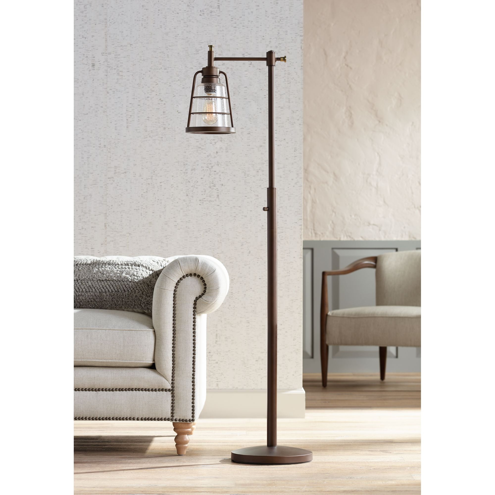 Franklin Iron Works Averill Park Industrial Downbridge Bronze Floor Lamp by Franklin Iron Works
