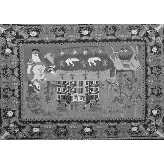 Ahgly Company Indoor Rectangle Medallion Gray French Area Rugs, 5' x 8'