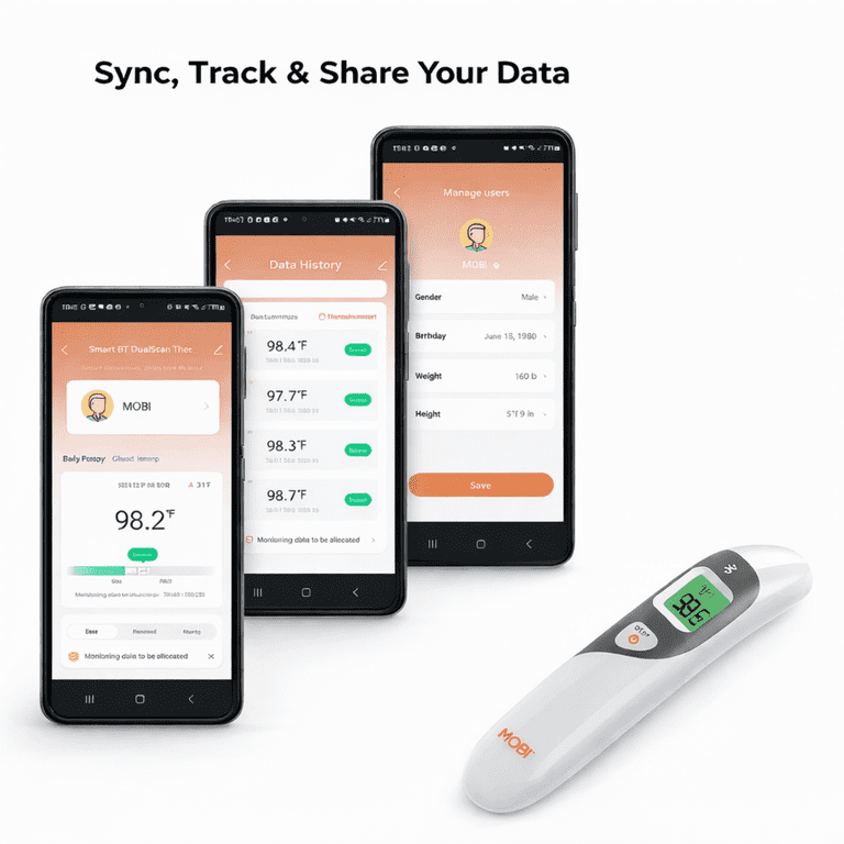 MOBI Smart DualScan Thermometer, Ear & Forehead photo 7