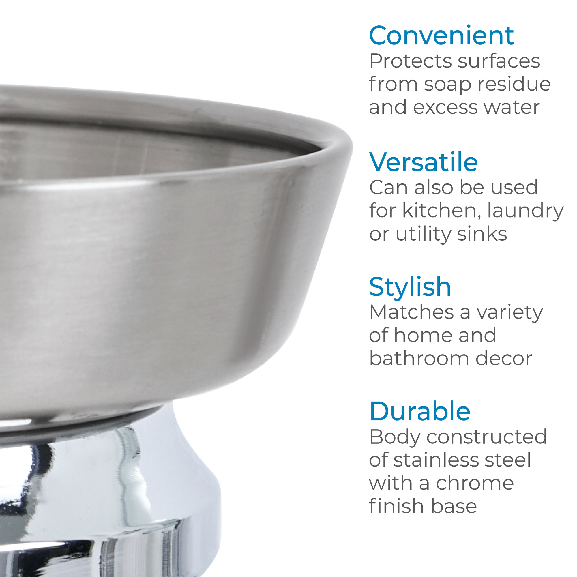iDesign Stainless Steel Soap Dish for Bar Soap - Brushed/Chrome Split Finish