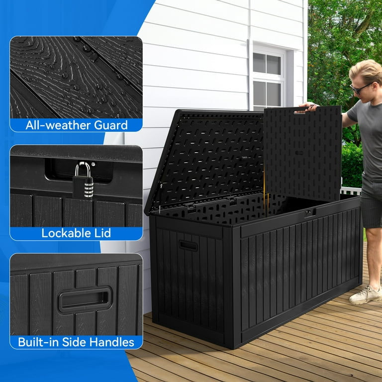 YITAHOME 260 Gallon Extra Large Deck Box, Double-Wall Resin Outdoor Storage Box with Flexible Divider for Patio Cushions Pool Supplies Garden Tools