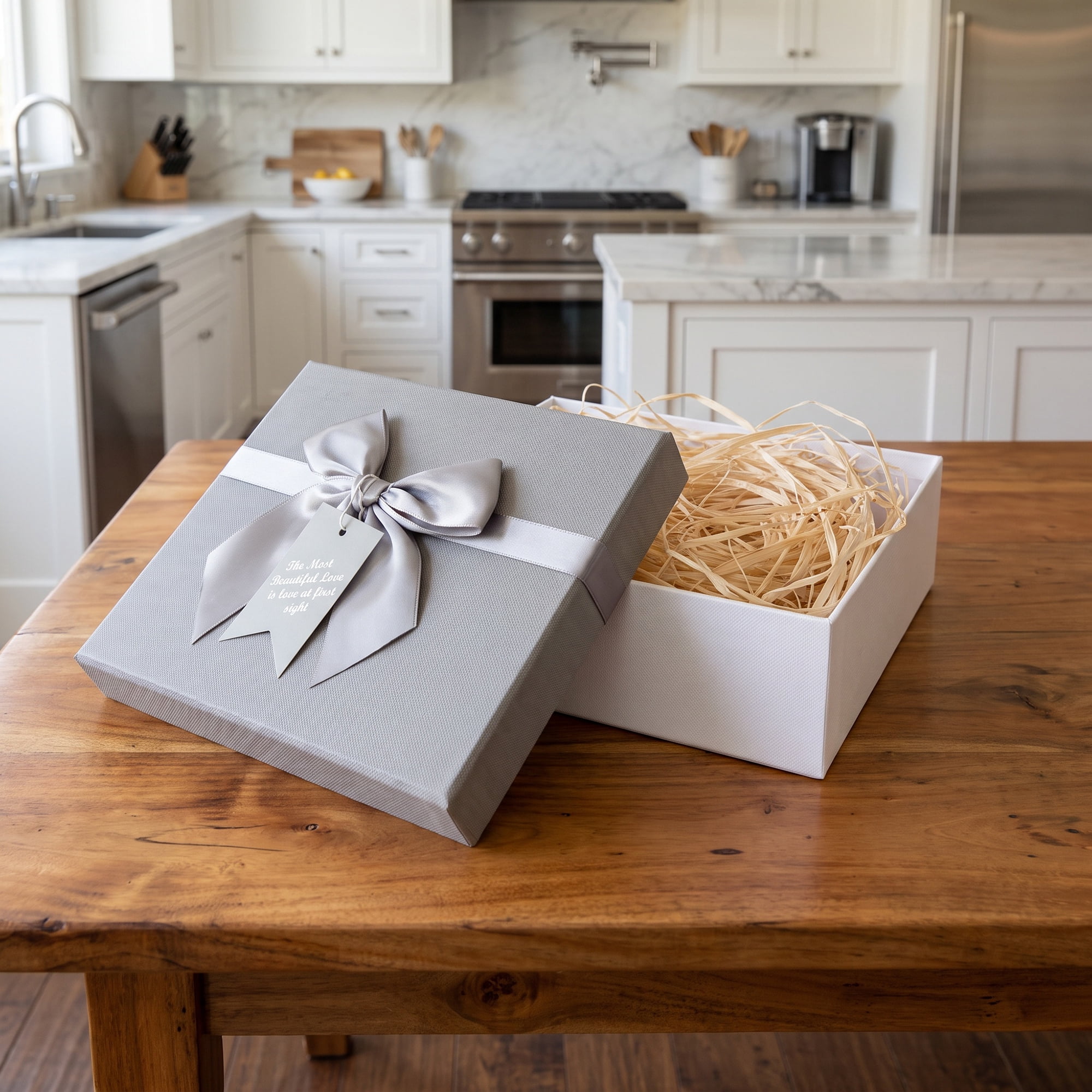 Unique Bargains Elegant Gift Box with Textured Finish Gray 7.5" x 5.1" x 2.4"