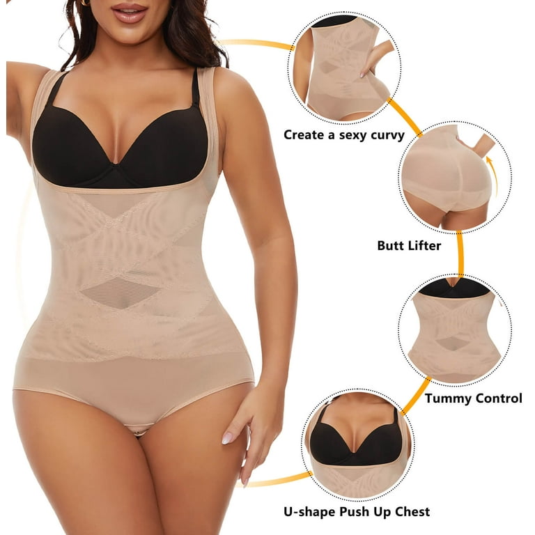 MANIFIQUE 3 Packs Women Slimming Bodysuits Shapewear Tops Tummy Control  Thong Body Shaper Spaghetti Strap Camisole